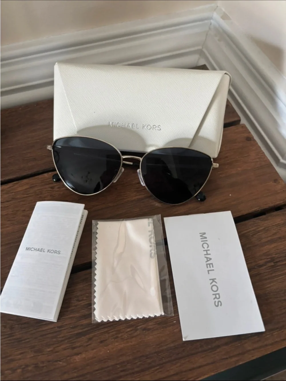 Michael Kors Gold Frame Black Lens Cat-Eye Sunglasses